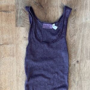 Michael Stars Ribbed Tank Top Purple Made in USA One Size Fits Most